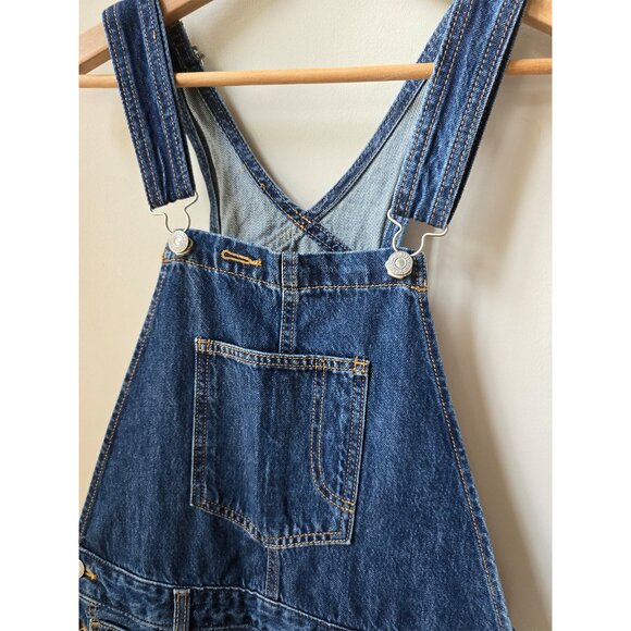 Free People Levi's Medium Blue Straight Leg Denim Overalls Size Medium 29 30 - Picture 3 of 10